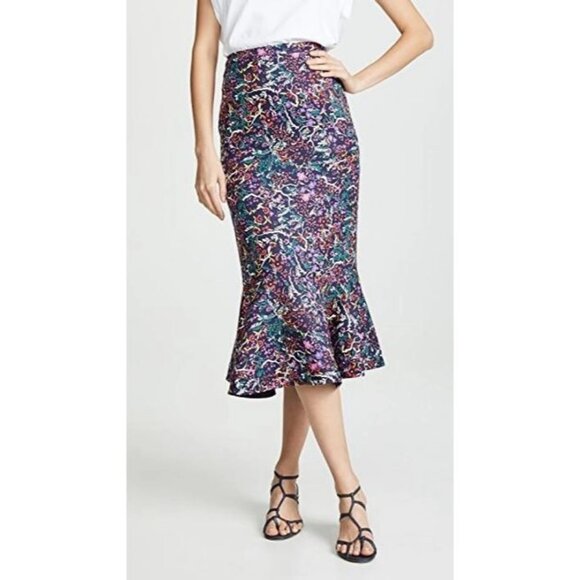 Saloni NWT Portia Floral Midi Skirt in Woodland size 2 - Picture 2 of 10
